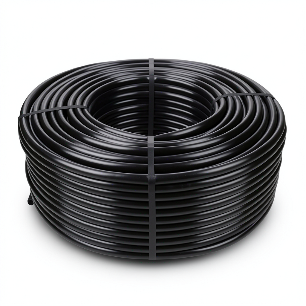 لفة HDPE ضغط 10 بار PE 80، قطر خارجي 63 مم، سماكة 4.7 مم، لون أسود