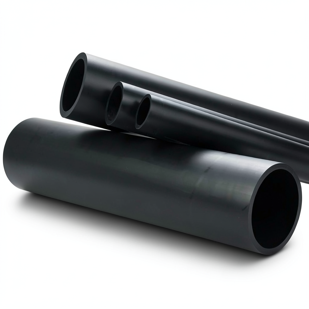 HDPE Plastic Pipe PN 10 Bar PE 80 Outer Diameter 200 mm Thickness 14.7 mm Black