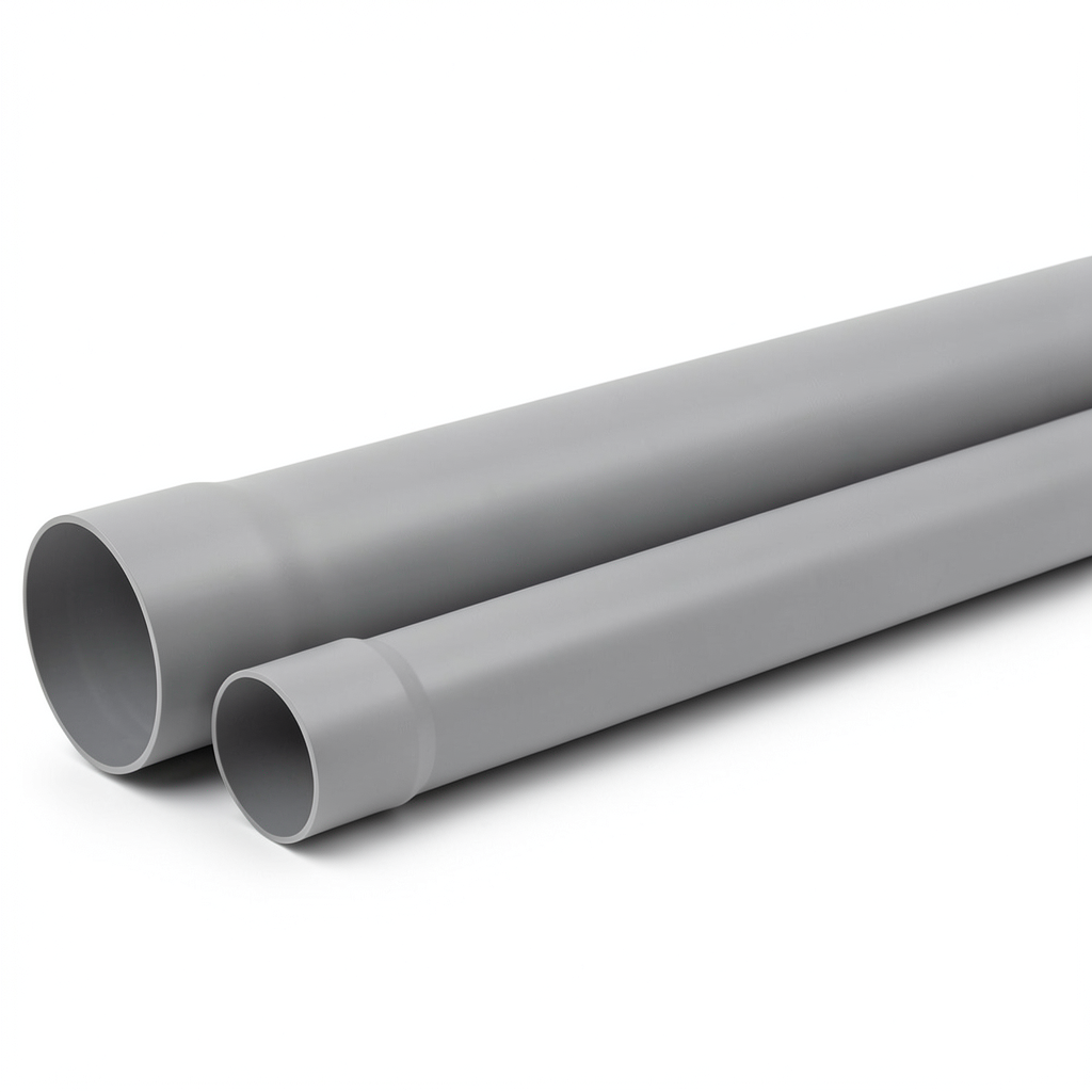 أنابيب بلاستيك UPVC كلاس 2 ضغط 4 بار مقاس 75 mm سماكة 1.9 mm لون رمادي