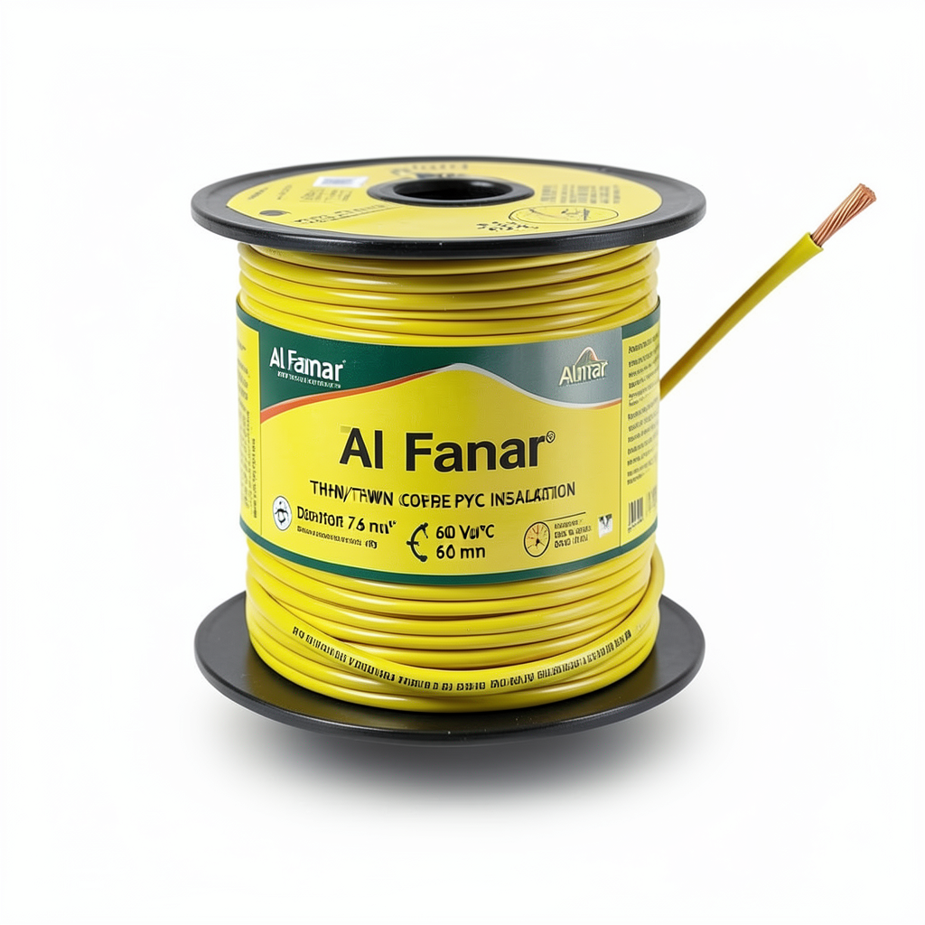 كابل نحاسي THHN/THWN معزول PVC 105 درجة مئوية قطر 7.6 مم 600 فولت 500 قدم أصفر | شركة الفنار
