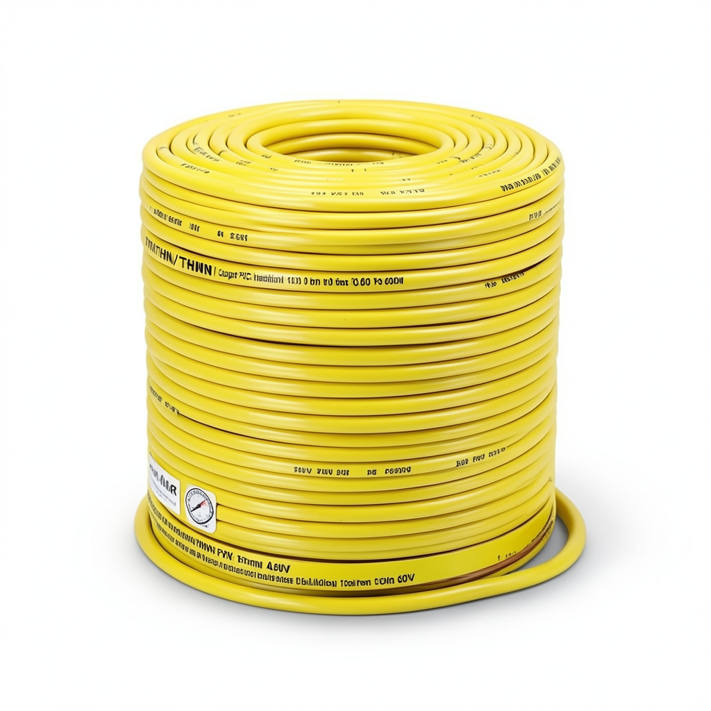 كابل نحاسي THHN/THWN معزول PVC قطر 10.0 مم 600 فولت 500 قدم أصفر | شركة الفنار