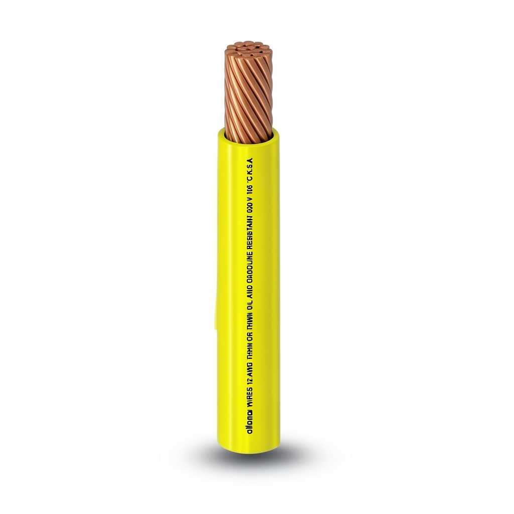 THHN/THWN Copper Cable 12.7 mm Diameter 600 Volt 500 Feet Yellow PVC Insulation | Al Fanar