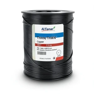 كابل نحاسي THHN/THWN معزول بـ PVC 105 درجة مئوية قطر 5.9 مم 600 فولت طول 500 قدم أسود | شركة الفنار