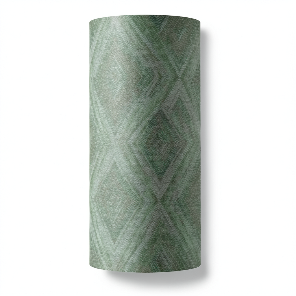 Spanish Wallpaper Green Color Geometric Design, Size 10mx0.53m, Model 1100-5