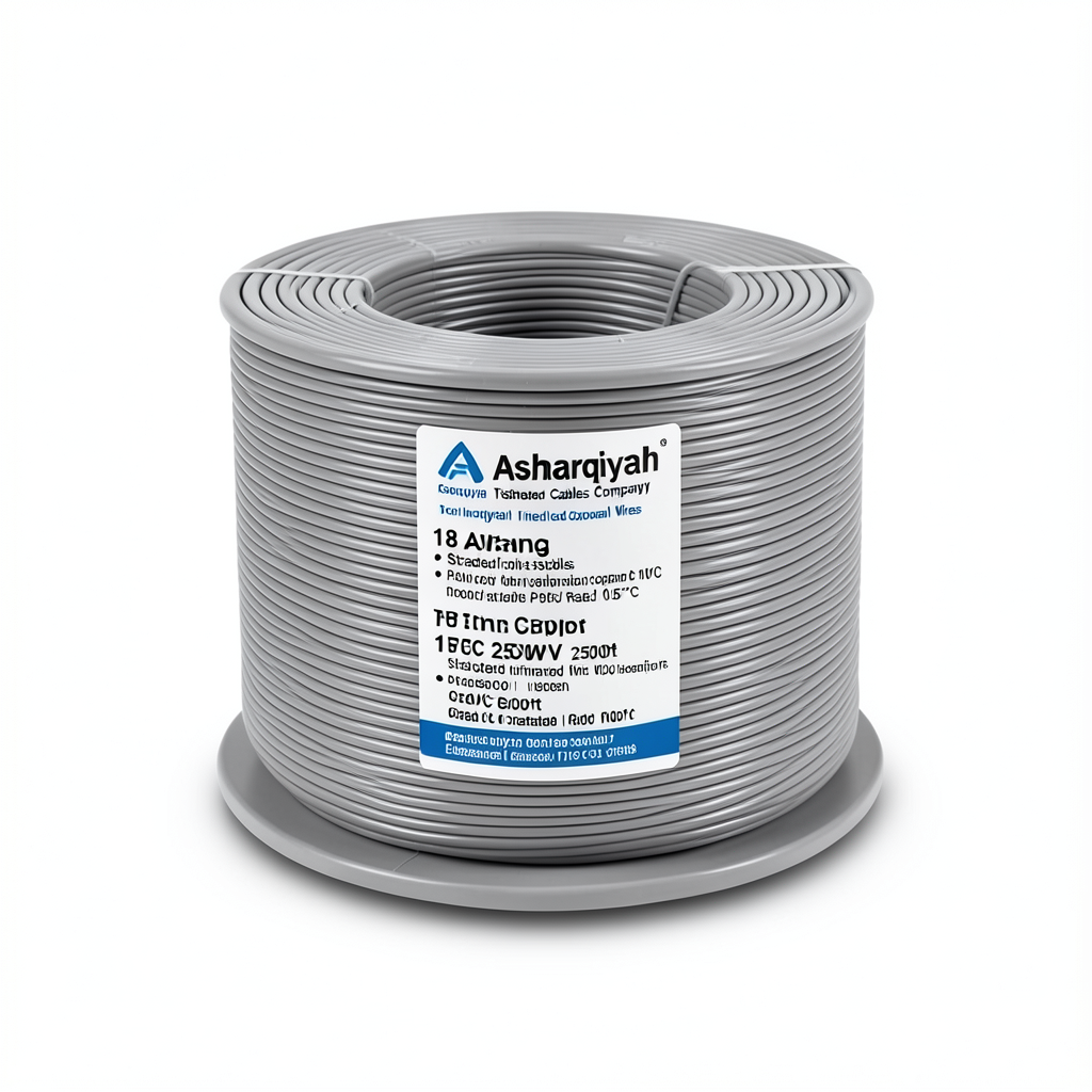 18 AWG Stranded Tinned Copper Wire PVC Insulation 105°C Gray 600V 2500ft | Asharqiyah Cables Company for Industry