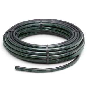 HDPE Plastic Coil Pipe PN 10 Bar PE 63 OD 20 mm SDR 11 Black with Green Stripes