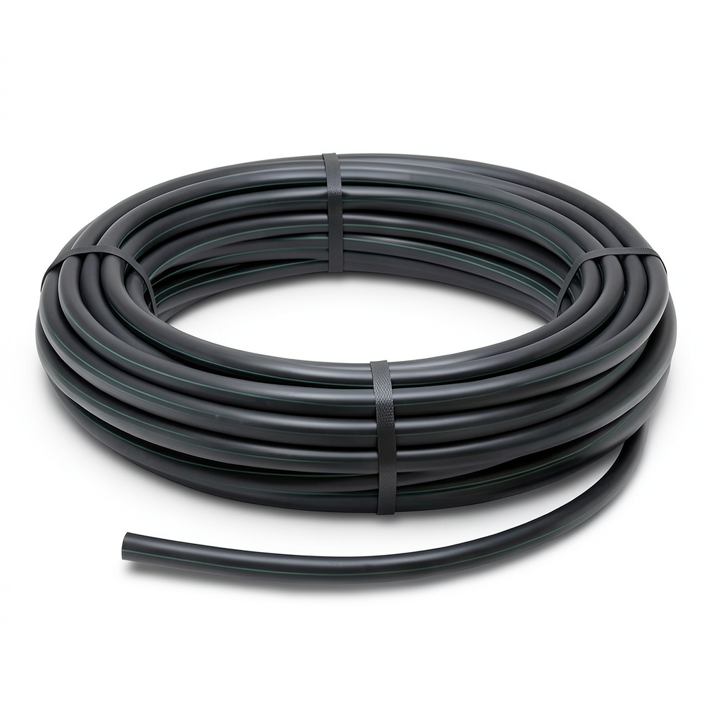 لفة أنابيب HDPE ضغط 15.9 بار PE 63 قطر 20 مم SDR 7.4 أسود