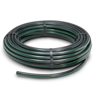 HDPE Plastic Coil Pipe PN 6 Bar PE 63 OD 140 mm SDR 17.6 Black with Green Stripes