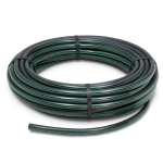 لفة أنابيب HDPE ضغط 6 بار PE 63 قطر خارجي 160 مم SDR 17.6 أسود مع خطوط خضراء