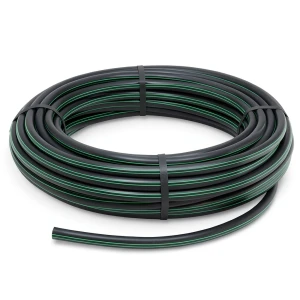 HDPE Plastic Coil Pipe Nominal Pressure 10 Bar PE 63 OD 25 mm SDR 11 Black with Green Stripes