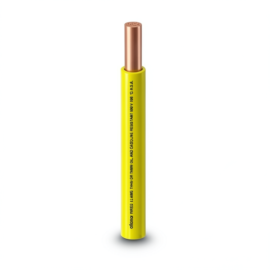 كابل نحاسي THHN/THWN معزول PVC 105 درجة مئوية قطر 5.9 مم 600 فولت 500 قدم أصفر | شركة الفنار
