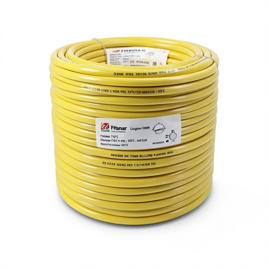 كابل نحاسي THHN/THWN معزول PVC 105 درجة مئوية قطر 7.6 مم 600 فولت 500 قدم أصفر | شركة الفنار