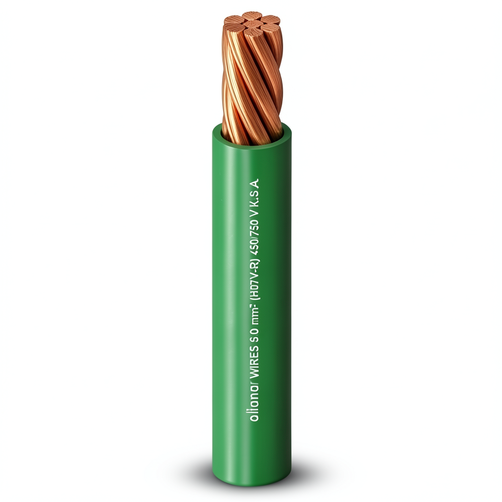 سلك نحاس مجدول معزول PVC مقاوم للحرارة، مقاس 95 مم2، 450/750 فولت، أخضر | شركة الفنار