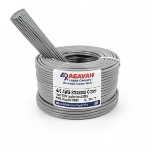 لفة سلك نحاس مجدول 4/0 AWG مطلي بالقصدير، عزل PVC 105°C، رمادى، 600 فولت، طول 500 قدم | شركة كابلات الشرقية للصناعة