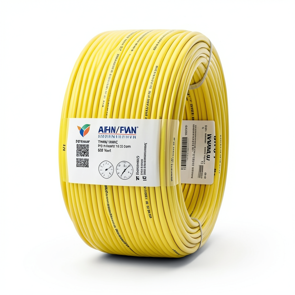 كابل نحاسي THHN/THWN معزول PVC 105 درجة مئوية قطر 16.1 مم 600 فولت طول 500 قدم أصفر | شركة الفنار
