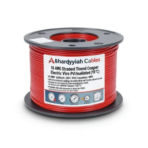 16 AWG Stranded Tinned Copper Electric Wire, PVC Insulated (105°C), Red, 600V, 2500ft | Asharqiyah Cables Company for Industry