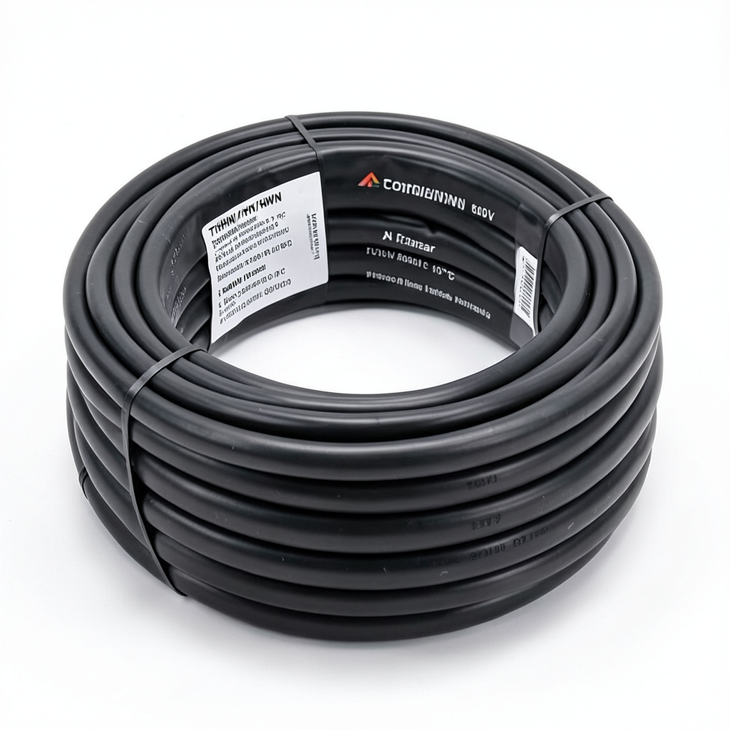 كابل نحاسي THHN/THWN معزول بمركب PVC 105 درجة مئوية قطر 7.6 مم 600 فولت 500 قدم أسود | شركة الفنار