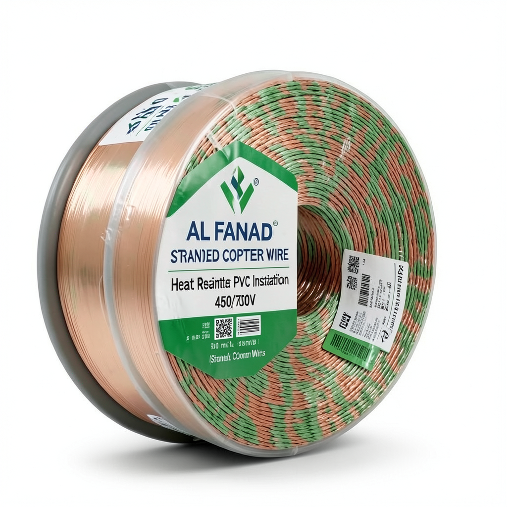 لفة سلك مجدول نحاس عزل PVC مقاوم للحرارة، مقاس 500 مم2، 450/750 فولت | شركة الفنار