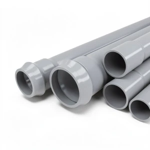 UPVC Pipes 10 Bar Pressure 250 mm Diameter 9.6 mm Thickness Gray