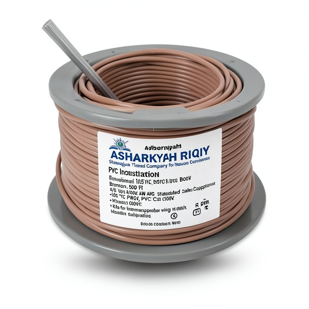 4/0 AWG Stranded Tinned Copper Electric Wire, PVC Insulation 105°C, Brown, 600V, 500 Ft | Asharqiyah Cables Company for Industry