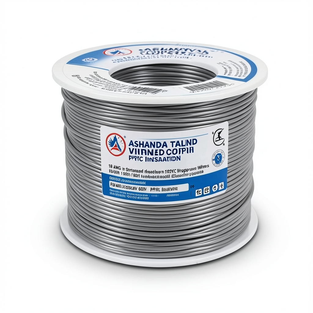 سلك نحاس مجدول 18 AWG مطلي بالقصدير عزل PVC 105°C رمادى 600 فولت طول 2500 قدم | شركة كابلات الشرقية للصناعة