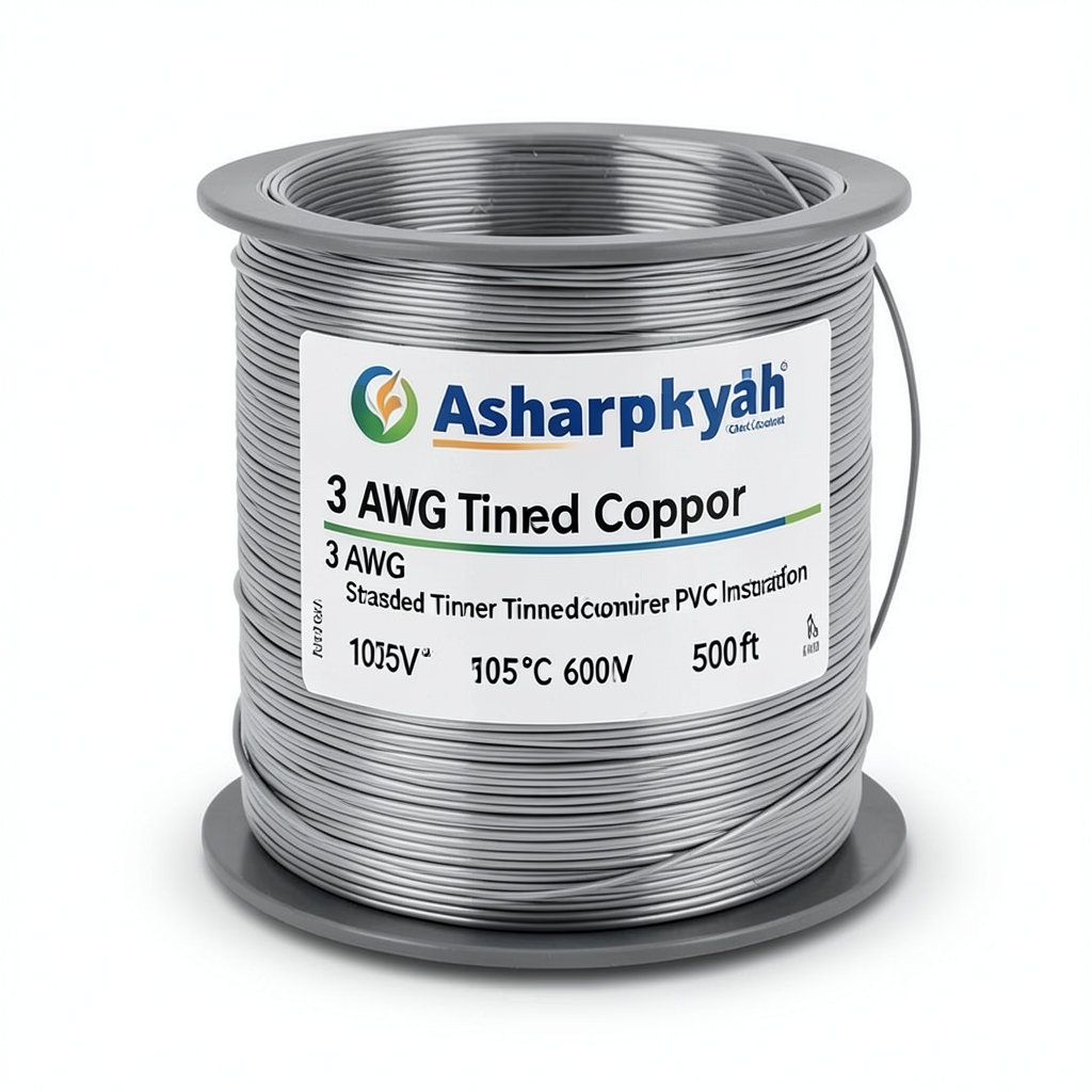سلك نحاس مجدول 3 AWG مطلي بالقصدير عزل PVC 105°C رمادى 600 فولت 500 قدم | شركة كابلات الشرقية للصناعة