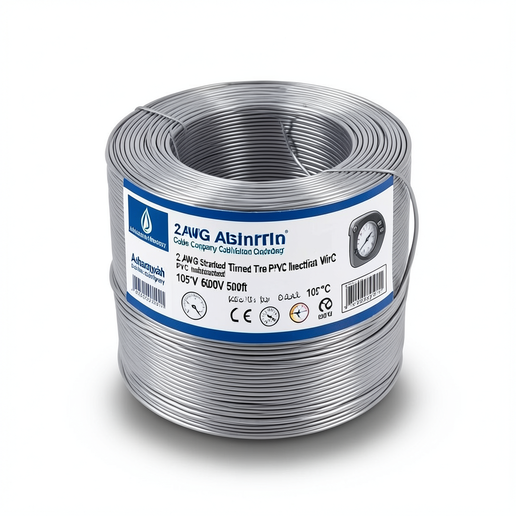 2 AWG Stranded Tinned Copper Electric Wire PVC Insulated 105°C Gray 600V 500ft | Asharqiyah Cables Company for Industry