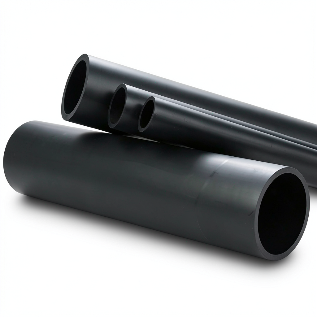 HDPE Plastic Pipe Pressure 10 Bar PE 80 Size 355 mm SDR 33 Black