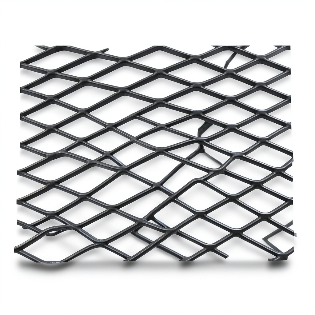 Hot Rolled Steel Expanded Metal Mesh Khaleeji 1.7 mm Thickness 2.44 m Width 2 m Length, Black