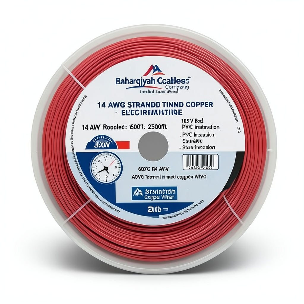 14 AWG Stranded Tinned Copper Electric Wire PVC Insulation 105°C Red 600V 2500ft | Asharqiyah Cables Company for Industry