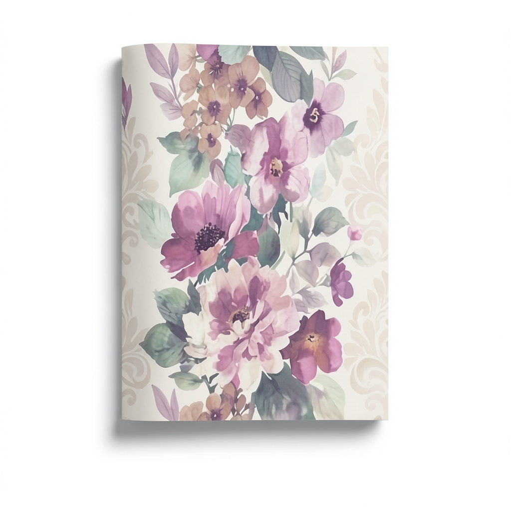 American Wallpaper Floral Design 10m x 0.53m Beige & Purple