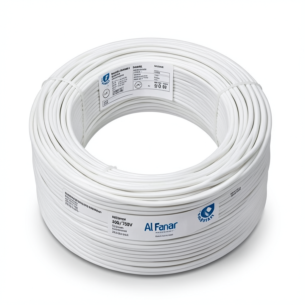 لفة سلك كهرباء مجدول 300 مم2 450/750 فولت موصل نحاس قطر 2.70 مم عزل PVC أبيض | شركة الفنار
