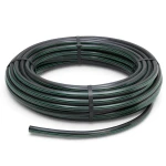 HDPE Plastic Coil Pipe PN 10 Bar PE 63, 90 mm Diameter, SDR 11 Black with Green Stripes