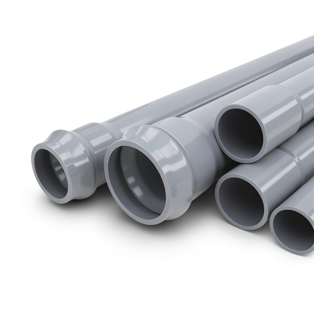 UPVC Pipes Nominal Pressure 12.5 Bar Outside Diameter 200 mm Thickness 9.6 mm Gray