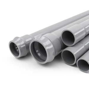 أنابيب UPVC ضغط 12.5 بار قطر خارجي 140 مم سمك 6.7 مم لون رمادي
