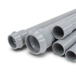 مواسير UPVC ضغط 12.5 بار قطر خارجي 180 مم سمك 8.6 مم لون رمادي