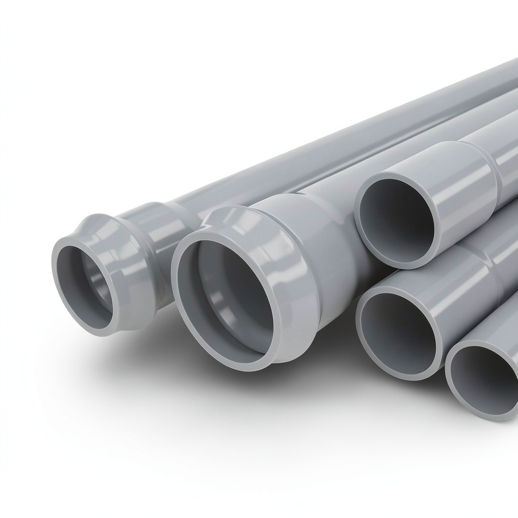 UPVC Pipes Nominal Pressure 12.5 Bar Outside Diameter 200 mm Thickness 9.6 mm Gray