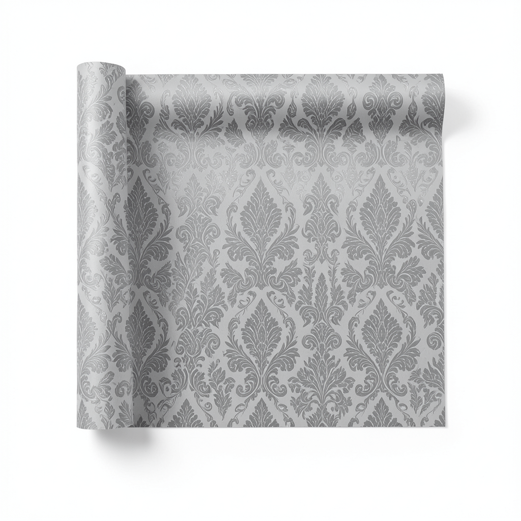 Italian Patterned Wallpaper 10 m x 1.06 m Gray, Model 5432