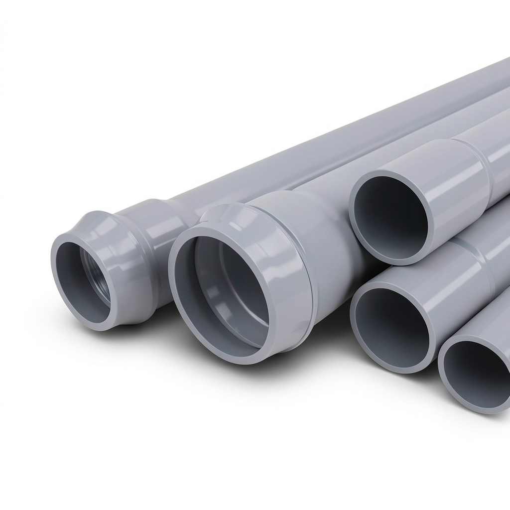 مواسير UPVC ضغط 12.5 بار قطر 630 مم سمك 30.0 مم لون رمادي
