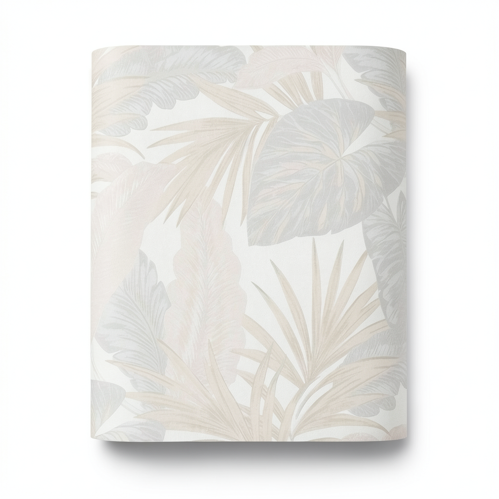 Leaf Patterned Wallpaper Pale Beige 10m x 1.06m, Model 5405