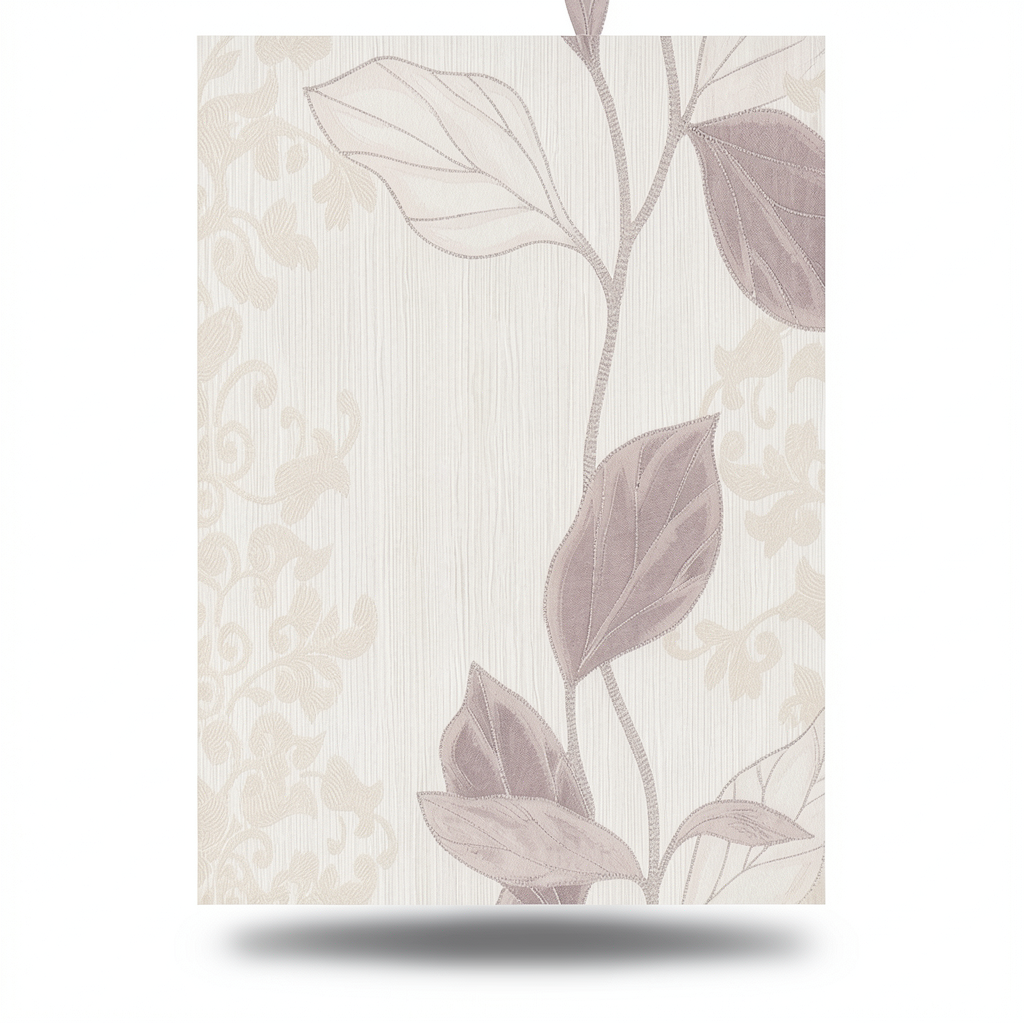Leaf Patterned Wallpaper 10m x 1.06m Pale Beige, Model 5430