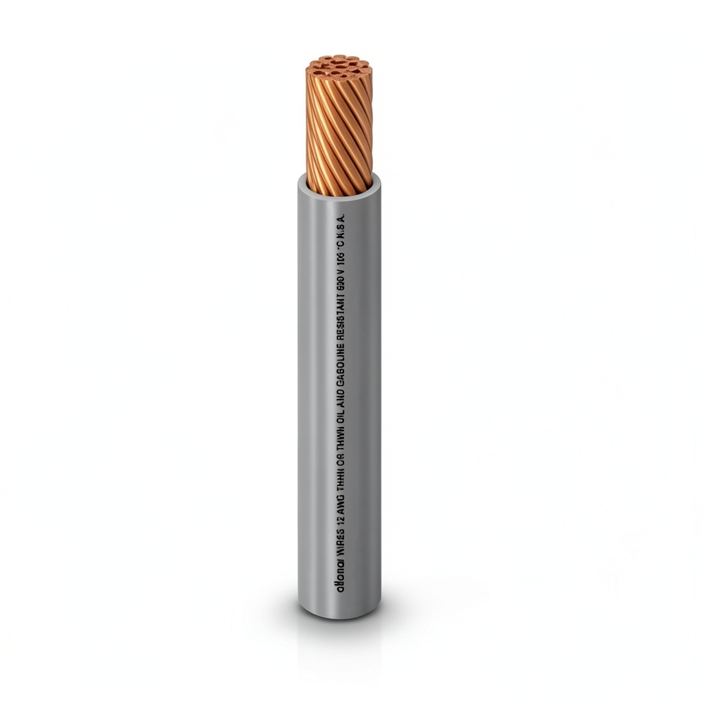 THHN/THWN Copper Cable PVC 105°C Insulation 3.31 mm² Size 3.1 mm Diameter 600 V 500 Ft Gray | Al Fanar
