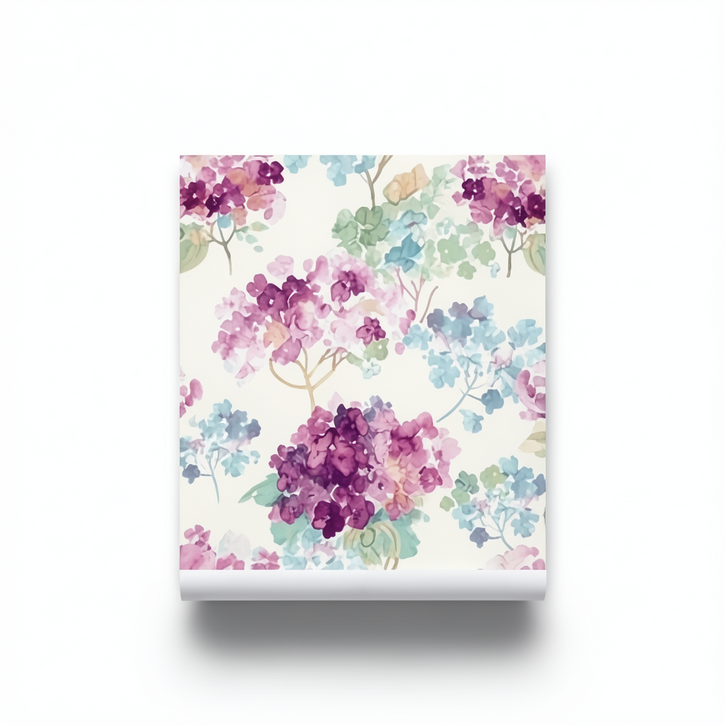 Floral Wallpaper 10mx0.53m Beige and Purple, Model aq50509