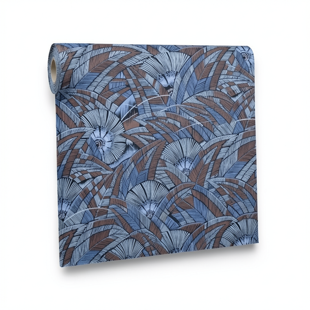 Wall Covering Leaves Design 1.005x53 cm Blue, Model Tribute