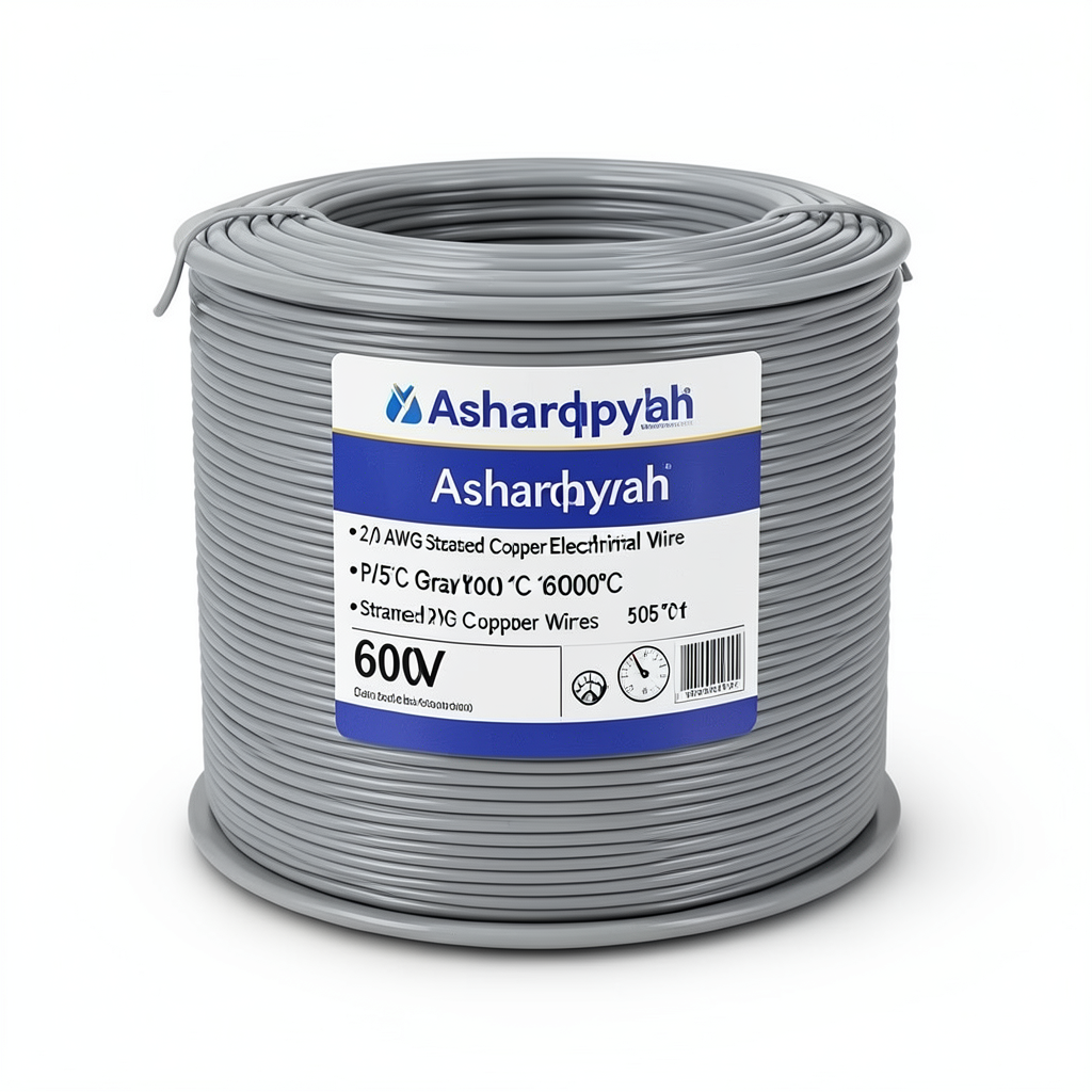 سلك امريكي 2/0 AWG نحاس مجدول معزول PVC 105°C رمادي 600 فولت 500 قدم | شركة كابلات الشرقية للصناعة