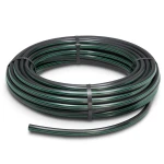 لفة أنابيب HDPE ضغط 10 بار [PE 63] قطر خارجي 90 مم SDR 11 أسود مع خط أخضر