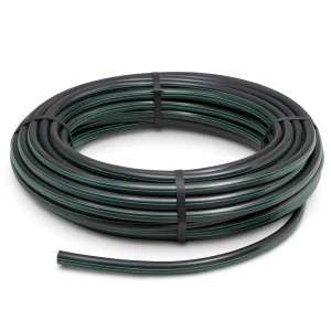 HDPE Plastic Coil Pipe Nominal Pressure 10 Bar PE63 OD 110 mm SDR 11 Black with Green Stripes