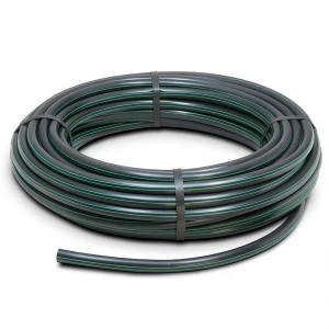 لفة أنابيب بلاستيك HDPE ضغط 10 بار PE 63 قطر خارجي 160 مم SDR 11 أسود مع خطوط خضراء