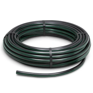 HDPE Plastic Coil Pipe Nominal Pressure 15.9 Bar PE 63 OD 20 mm SDR 7.4 Black with Green Stripes
