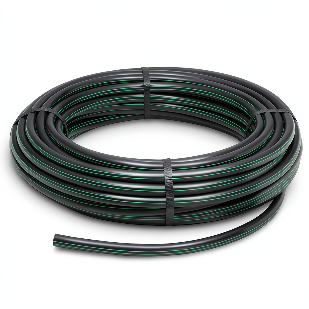 HDPE Plastic Coil Pipe Nominal Pressure 15.9 Bar PE 63 OD 20 mm SDR 7.4 Black with Green Stripes